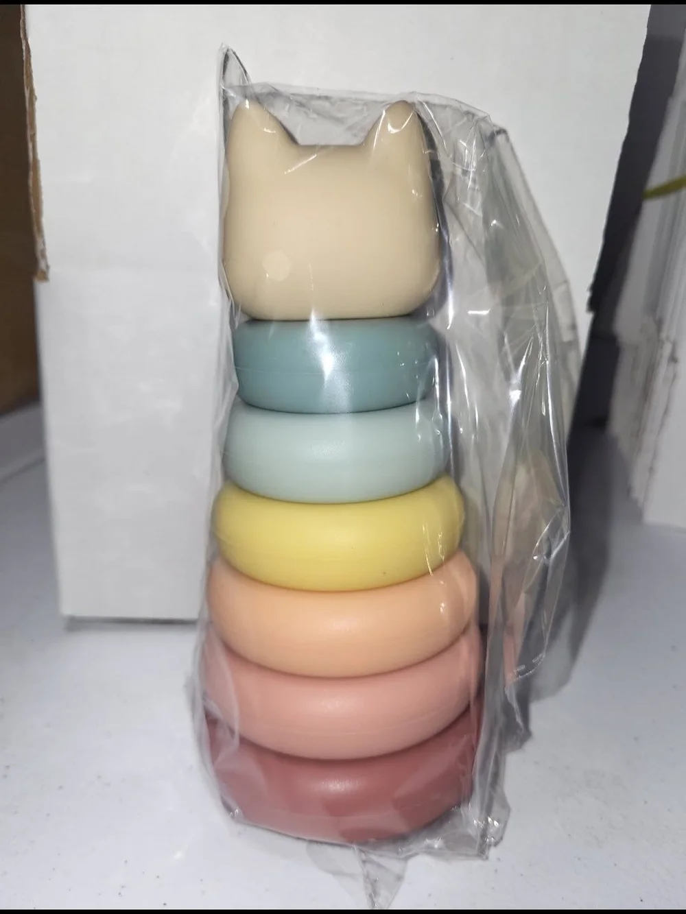 Cat Stacking Toy Montessori Rainbow Pastel Kids Learning Sensory Toy